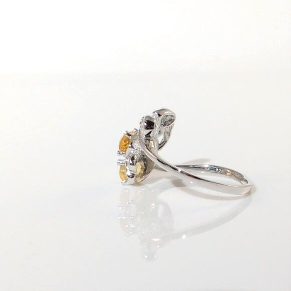 Citrine Bypass Ring Sterling Silver Size 7 - Picture 6 of 8